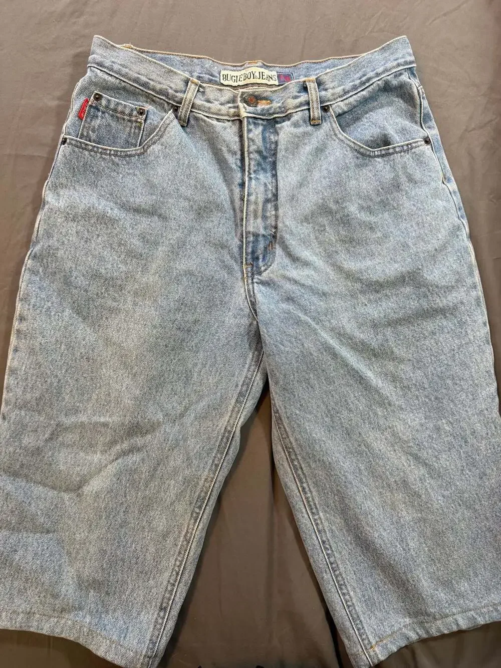 Vintage 90s Bugle Boy Jeans Light Wash Button Fly Denim Shorts